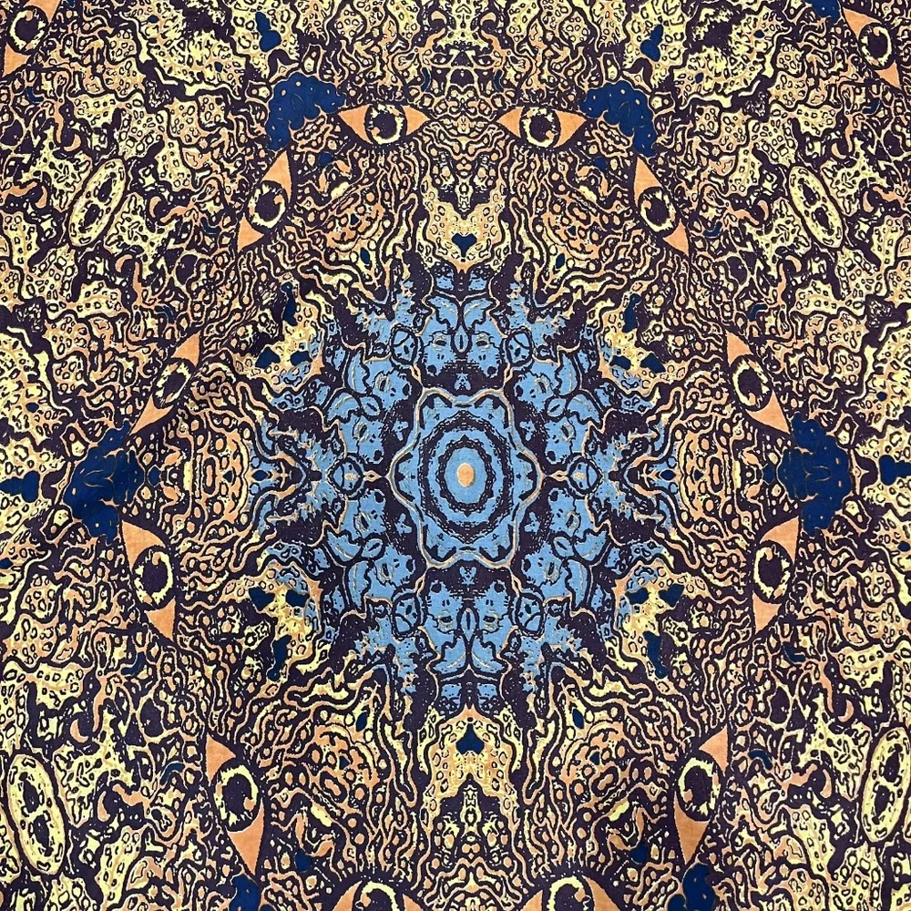 Sunshine Joy Brown, Blue & Yellow Abstract Festival Tapestry